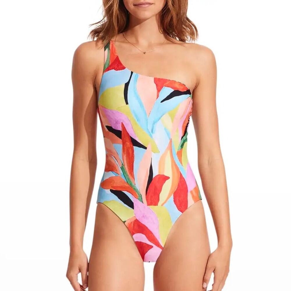 NWOT Seafolly One Shoulder Reversible Suit Size 14